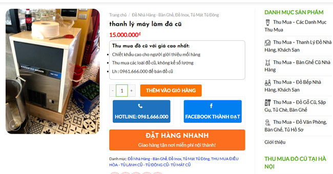 Thanh lý máy đá cũ online