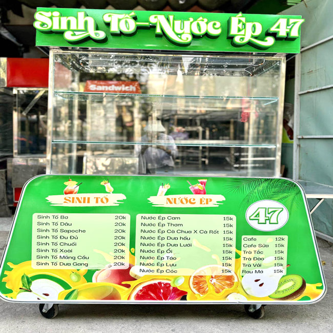 Thiết kế xe đẩy b&aacute;n sinh tố k&iacute;ch thước lớn