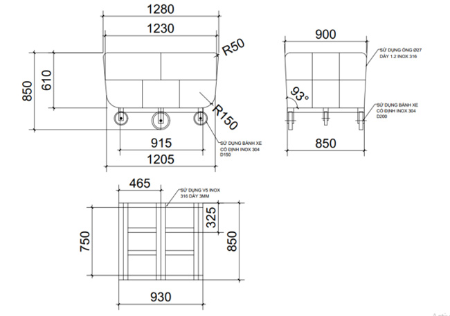Bản vẽ thiết kế xe sinh tố