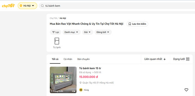 Website b&aacute;n tủ b&aacute;nh kem thanh l&yacute; tại H&agrave; Nội