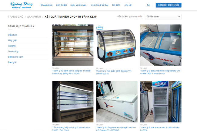 Tủ b&aacute;nh kem thanh l&yacute; tại Đồ cũ Quang Dũng