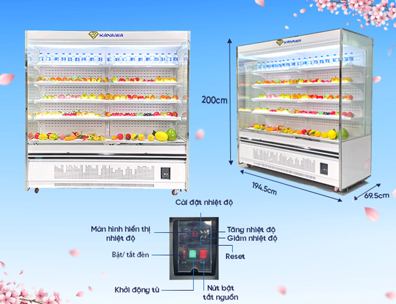 Kích thước của tủ mát không cửa