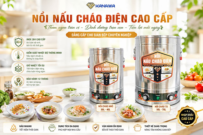 Nồi nấu ch&aacute;o điện nhập khẩu Kanawa