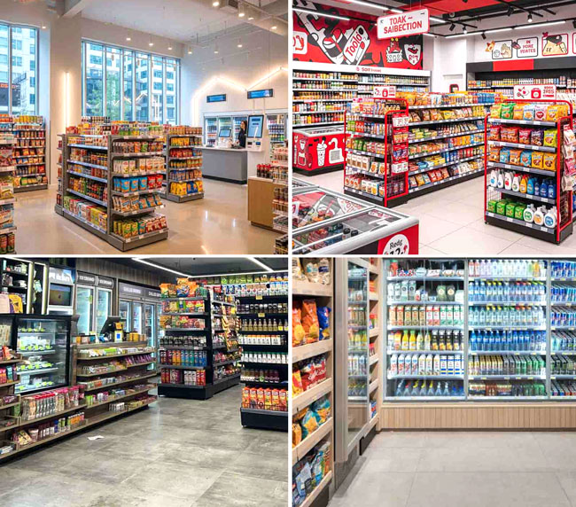 Thiết kế cửa h&agrave;ng tiện lợi phong c&aacute;ch hiện đại