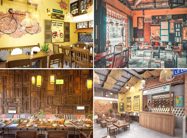 Thiết kế qu&aacute;n ăn đẹp phong c&aacute;ch vintage