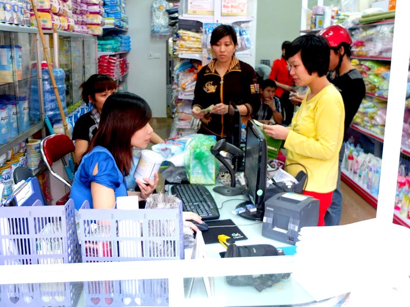 Quầy thu ngân tại siêu thị mini 50m2