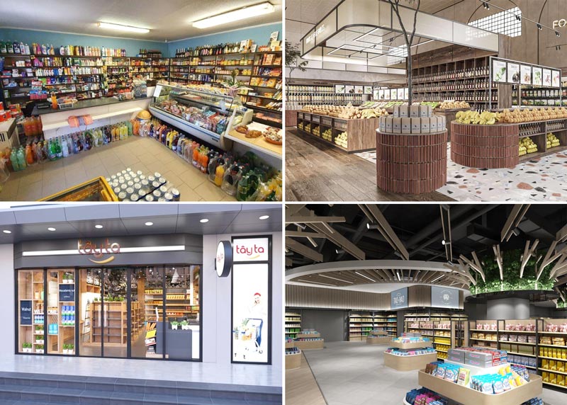 Phong cách siêu thị 50m2 công nghiệp (industrial)