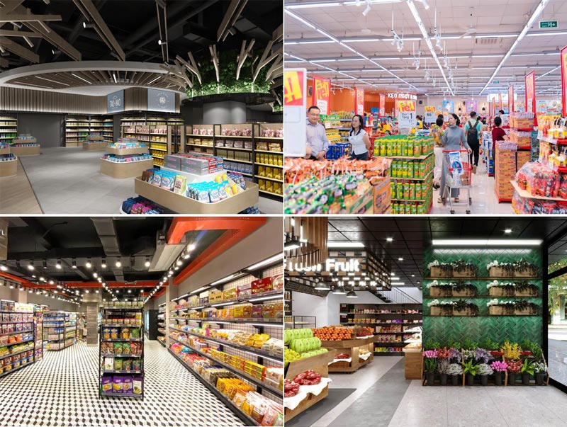 Si&ecirc;u thị tầm trung 50-150m2 theo phong c&aacute;ch hiện đại tối giản