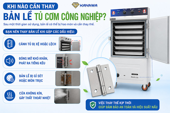 Khi n&agrave;o n&ecirc;n thay bản lề tủ cơm c&ocirc;ng nghiệp