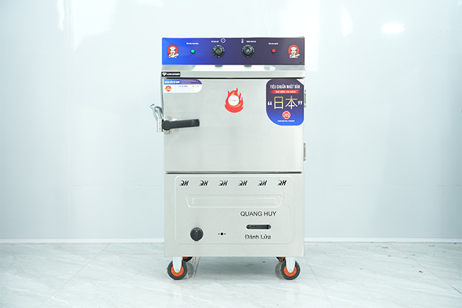Tủ hấp bánh bao 4 khay điện gas có điều khiển