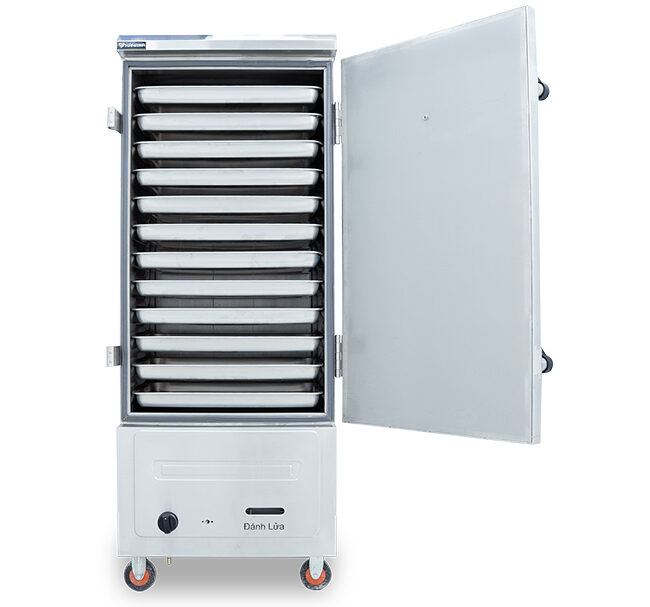 mua tủ hấp b&aacute;nh bao bằng gas 12 khay