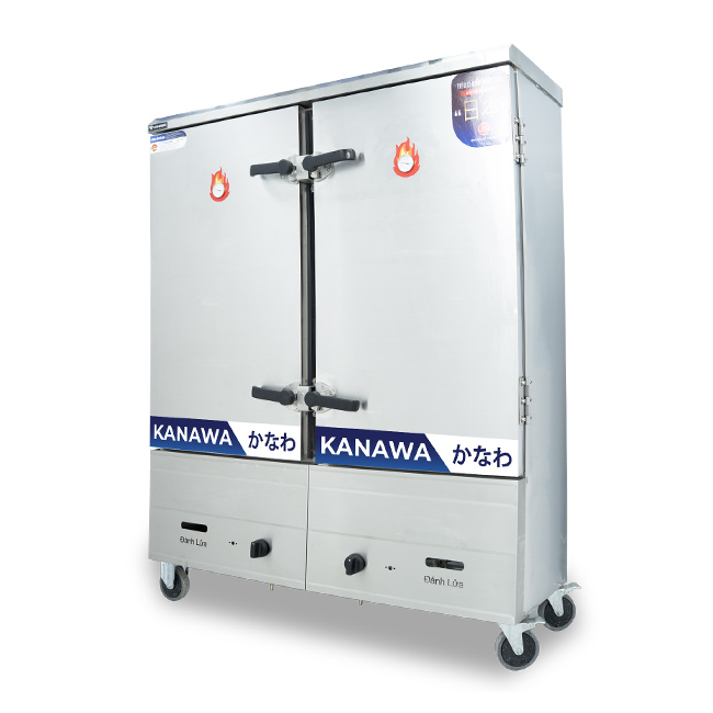 Tủ hấp bánh bao bằng gas 24 khay