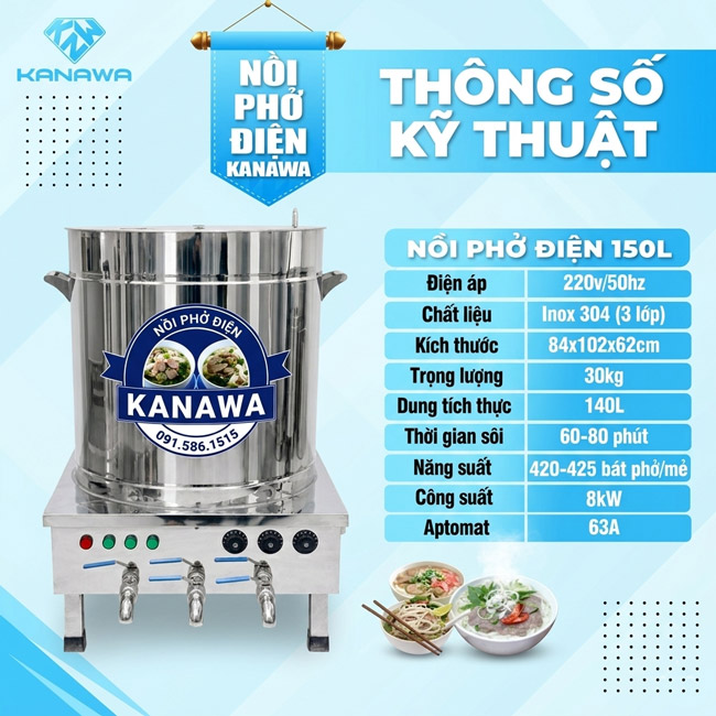 nồi nấu phở điện 150l