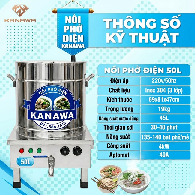 nồi điện nấu phở 50 lít