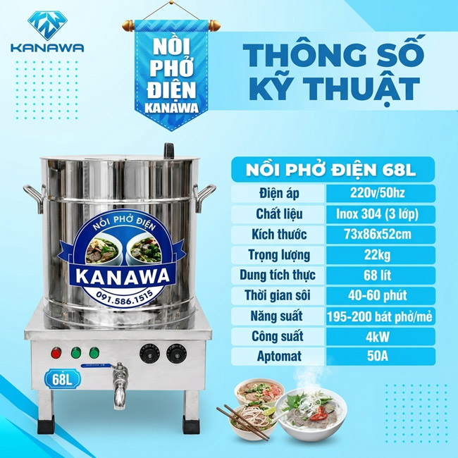 Thông số nồi phở 68 lít