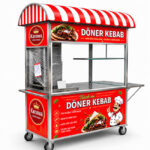Xe bánh mì Doner Kebab 1m5 mái vòm màu đỏ