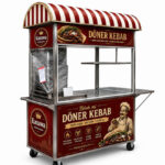 Xe bánh mì Doner Kebab 1m5 mái vòm màu nâu đậm