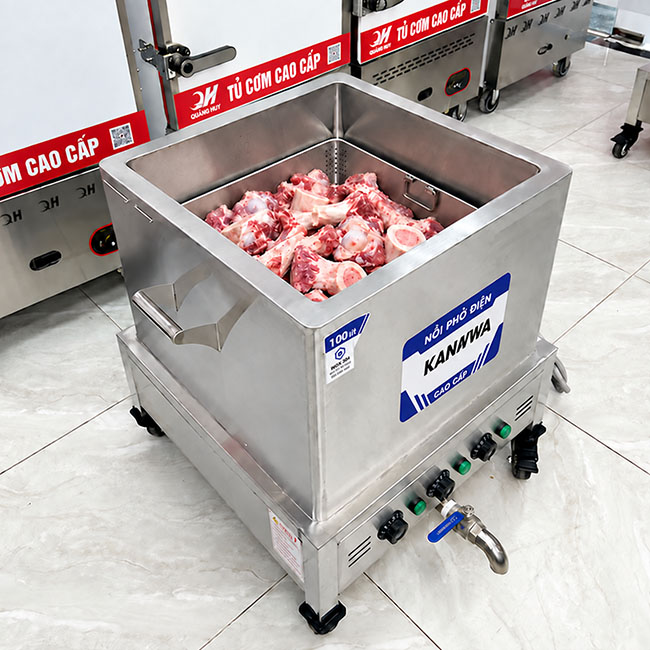 Nồi vuông nấu phở điện 100L hầm xương ninh nguyên liệu