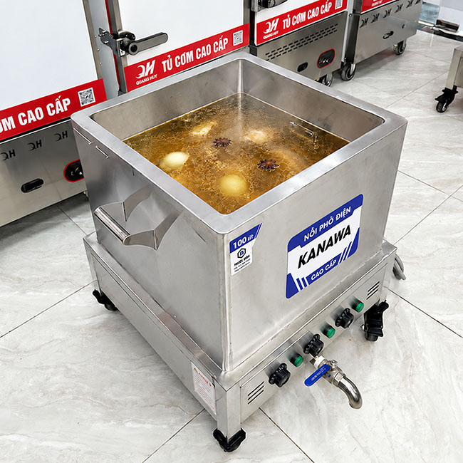Nồi vuông nấu phở điện 100L nấu nước dùng phở